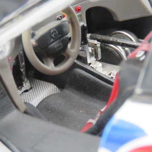 Maisto Mercedes-Benz CLK-GTR racing model car - # Schneider/Webber - mirror repaired - Scale 1/18