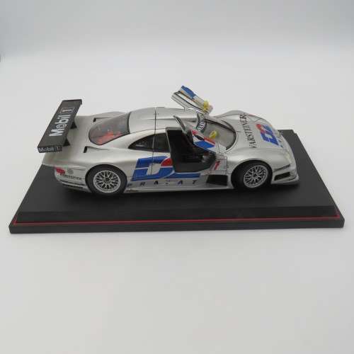 Maisto Mercedes-Benz CLK-GTR racing model car - # Schneider/Webber - mirror repaired - Scale 1/18