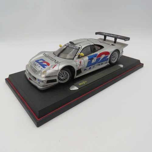 Maisto Mercedes-Benz CLK-GTR racing model car - # Schneider/Webber - mirror repaired - Scale 1/18