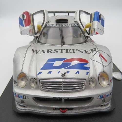 Maisto Mercedes-Benz CLK-GTR racing model car - # Schneider/Webber - mirror repaired - Scale 1/18