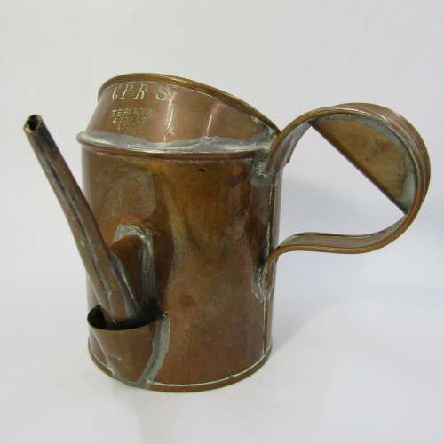Vintage CPRS T.E. Bladon and Son 1937 copper small oil can - Canadian Pacific Railways