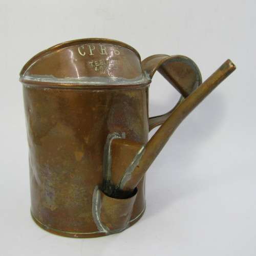 Vintage CPRS T.E. Bladon and Son 1937 copper small oil can - Canadian Pacific Railways