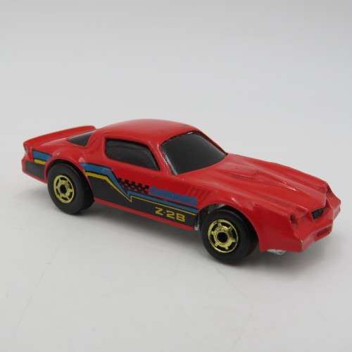 1986 Hot Wheels Camaro Z28 toy car with gold hot ones wheels
