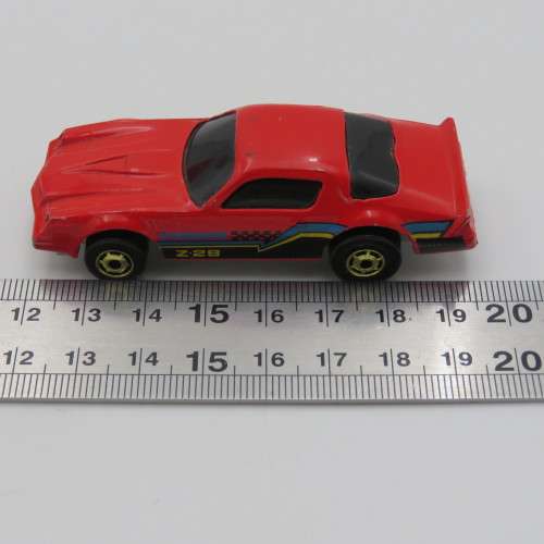 1986 Hot Wheels Camaro Z28 toy car with gold hot ones wheels