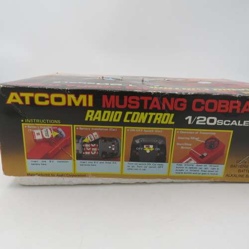 Vintage Checkers Ford Mustang Cobra Turbo radio control car-scale 1/20 in original box - Not tested