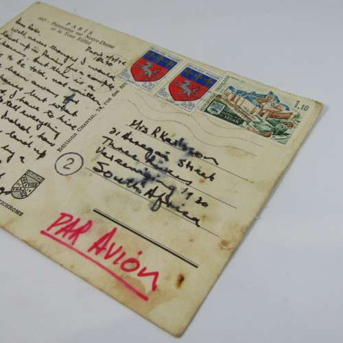 Lot of 100 vintage post cards with stamps - from all over the world