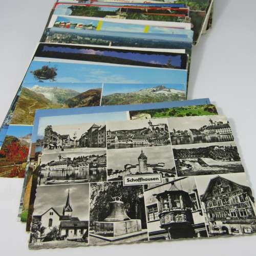 Lot of 100 vintage post cards with stamps - from all over the world