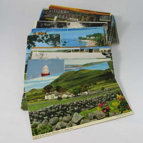 Lot of 100 vintage post cards with stamps - from all over the world