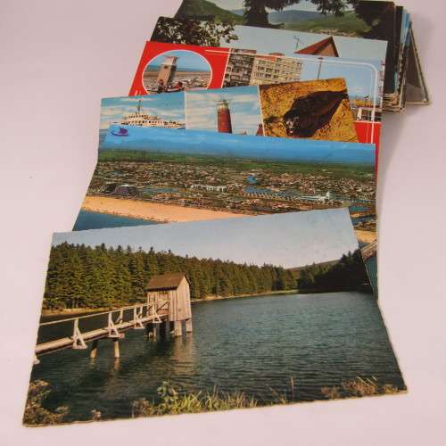 Lot of 100 vintage post cards with stamps - from all over the world