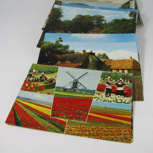 Lot of 100 vintage post cards with stamps - from all over the world