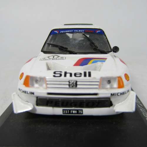 Peugeot 205 T16 Evodie-cast rally model car - scale 1/43 - rear spoiler missing