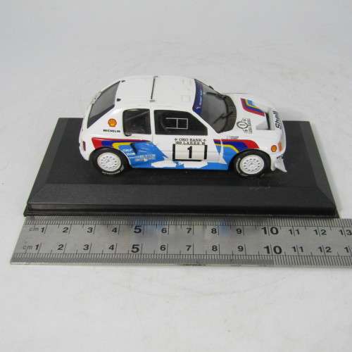 Peugeot 205 T16 Evodie-cast rally model car - scale 1/43 - rear spoiler missing
