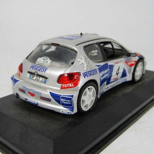 Peugeot 206 WRC die-cast rally model car - scale 1/43 - rear spoiler missing