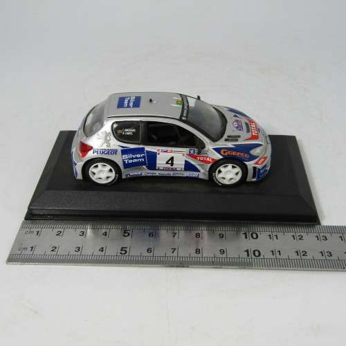 Peugeot 206 WRC die-cast rally model car - scale 1/43 - rear spoiler missing