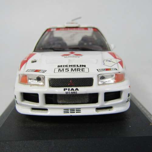 Mitsubishi Lancer EVO III die-cast rally model car - rear spoiler missing - scale 1/43