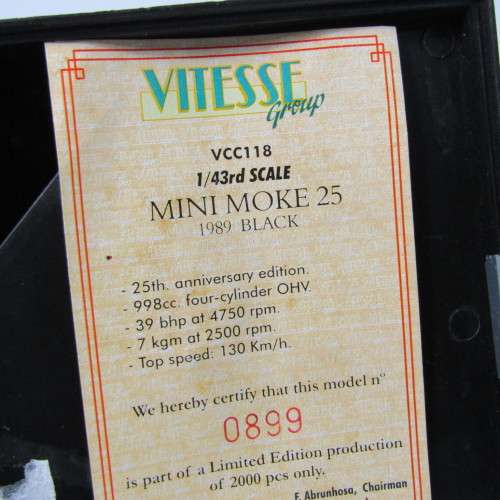 Vitesse 1989 Mini Moke 25 die-cast model car - scale 1/43