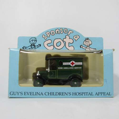 Lledo 1920 Ford Model T van - Home Ambulance Service, sponsor a cot promotional model car in box