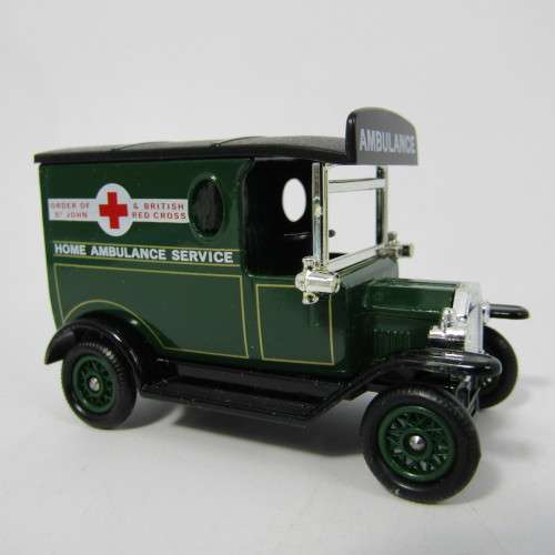 Lledo 1920 Ford Model T van - Home Ambulance Service, sponsor a cot promotional model car in box