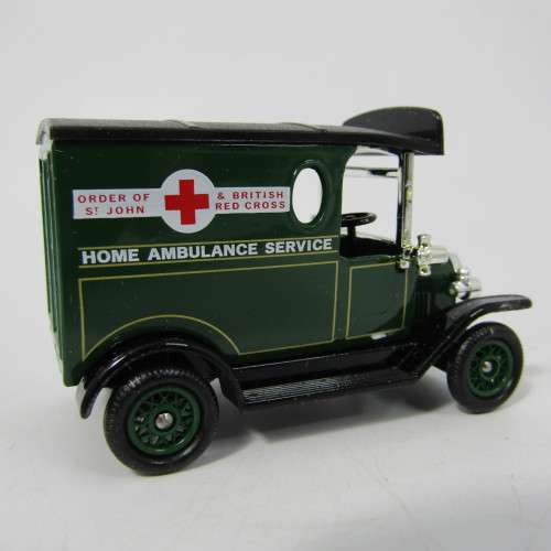Lledo 1920 Ford Model T van - Home Ambulance Service, sponsor a cot promotional model car in box