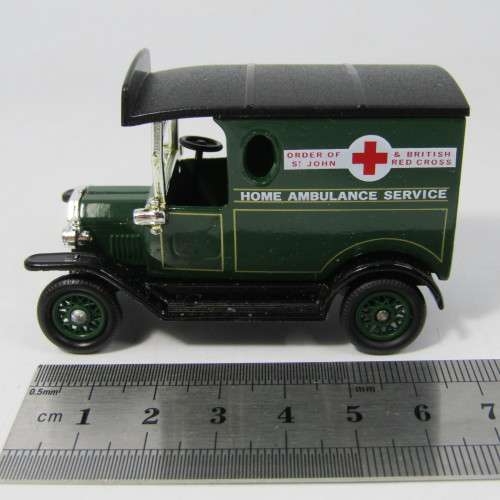 Lledo 1920 Ford Model T van - Home Ambulance service Sponsor a Cot model car in box