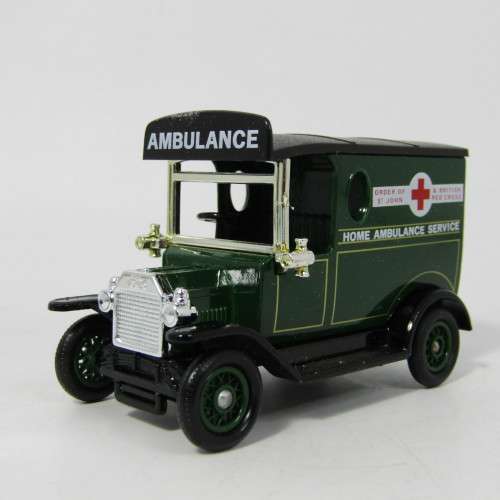 Lledo 1920 Ford Model T van - Home Ambulance service Sponsor a Cot model car in box
