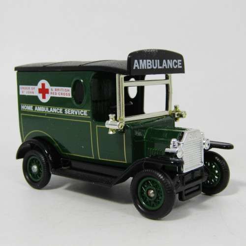 Lledo 1920 Ford Model T van - Home Ambulance service Sponsor a Cot model car in box
