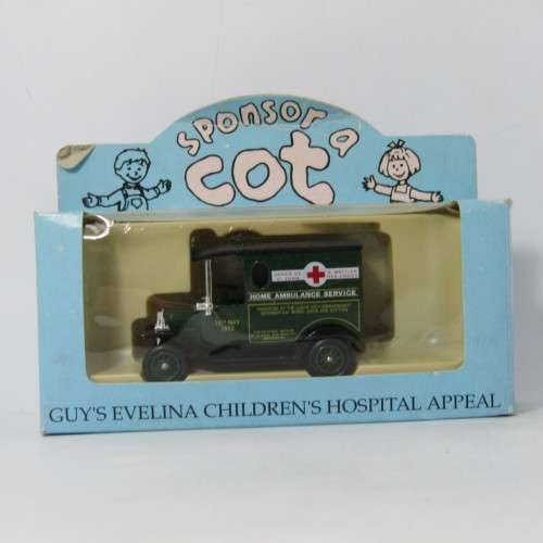Lledo 1920 Ford Model T van - Home Ambulance Service, Sponsor a Cot model car in box
