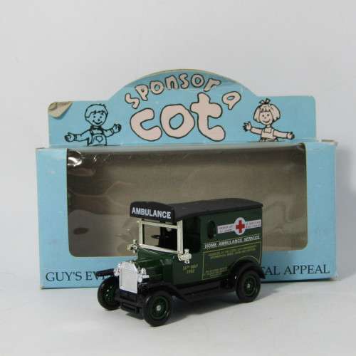 Lledo 1920 Ford Model T van - Home Ambulance Service, Sponsor a Cot model car in box