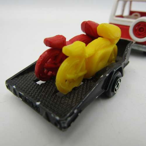 Majorette # 266 Jeep with motorcycle trailer