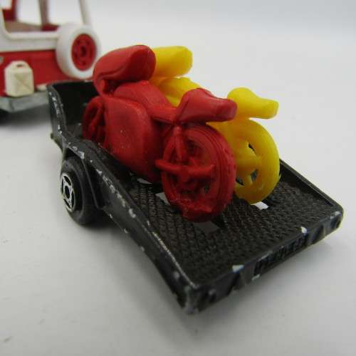 Majorette # 266 Jeep with motorcycle trailer