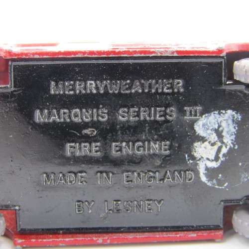 Lesney Matchbox No.9 Merryweather Marquis Series III fire engine die-cast toy car