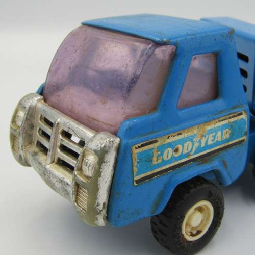Vintage Buddy L pressed steel truck with dragster
