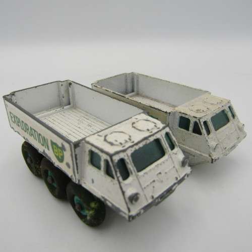 Pair of Matchbox No. 61 Alvis Stalwart BP Exploration truck die-cast toy cars