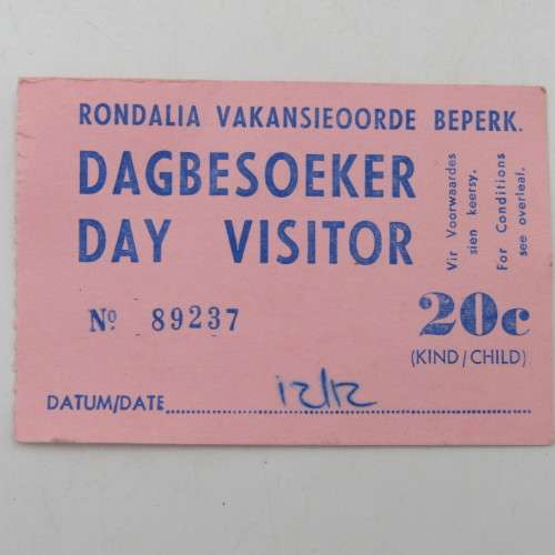 Rondalia Touring club car badge with day visitor pass ticket