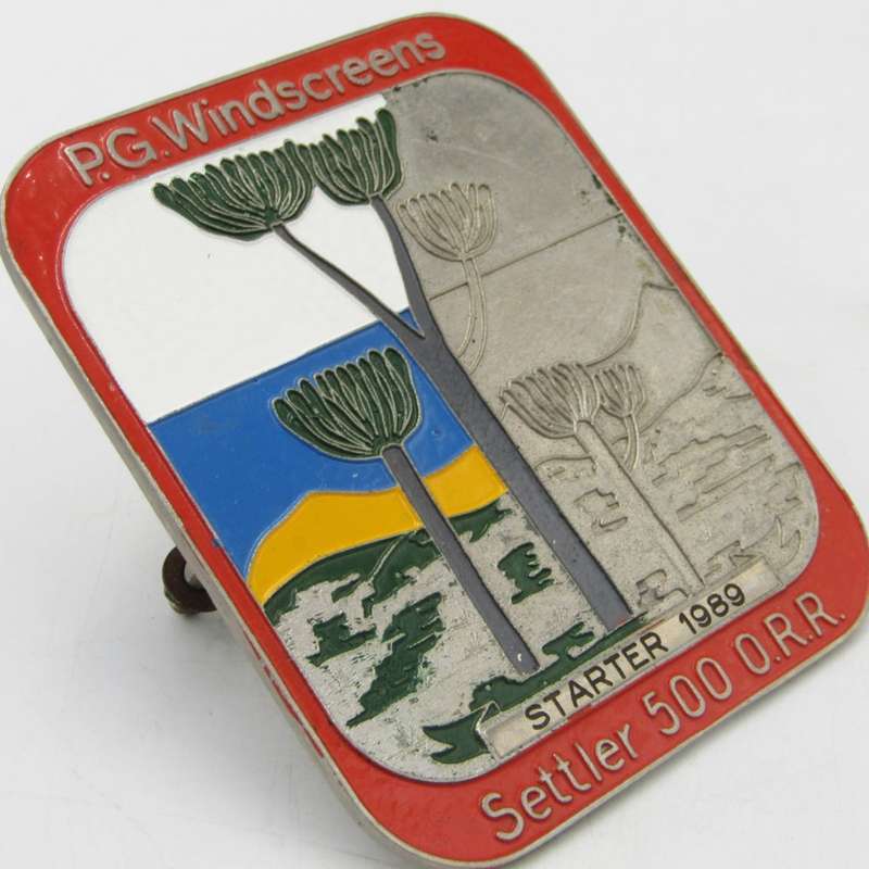 P.G Windscreens Settler 500 Off-Road Race car badge