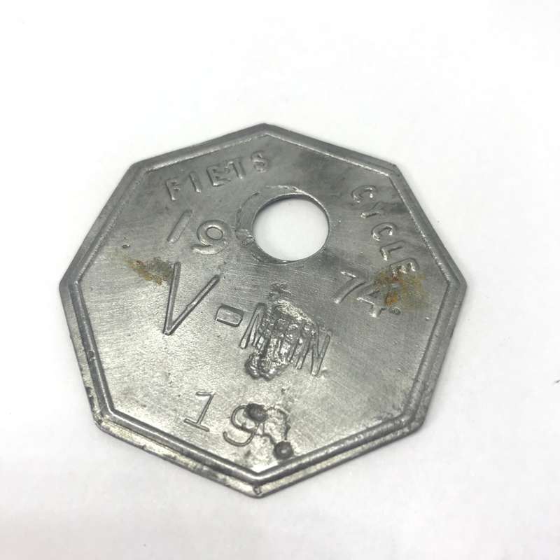 Vintage 1974 bicycle license token