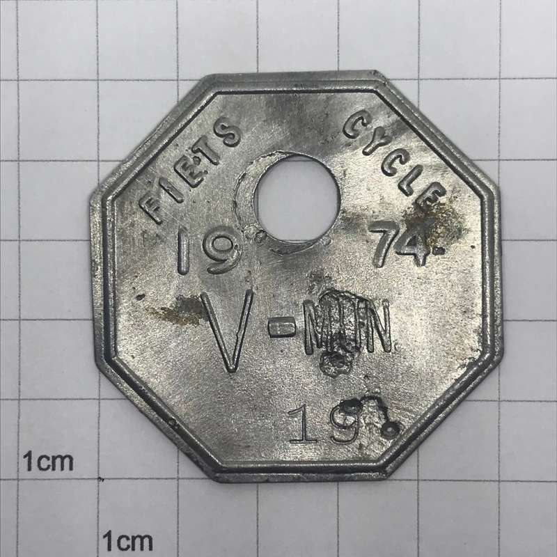 Vintage 1974 bicycle license token