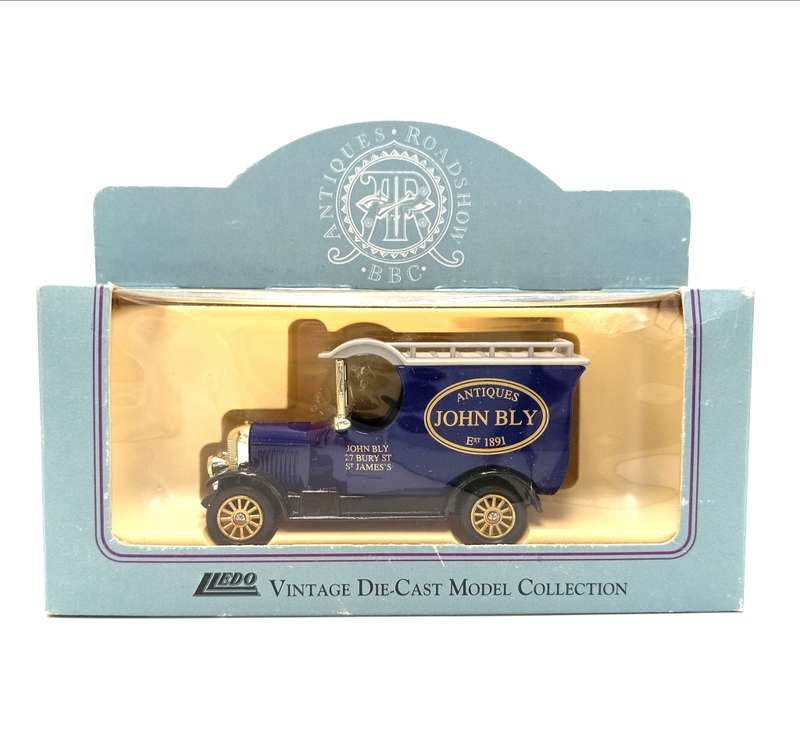 Lledo vintage die-cast model car - advertisement model for ` John bly antiques ` in box