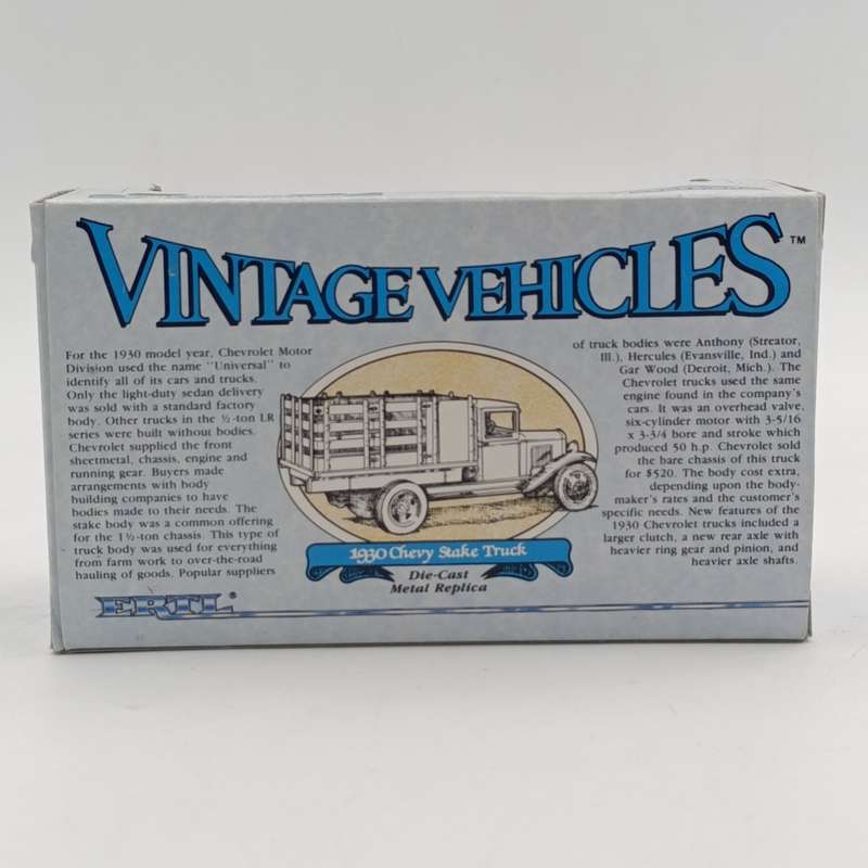 ERTL Vintage Vehicles 1930 Chevy Stake truck die-cast model - sealed in box - scale 1/43