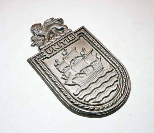 Vintage Aluminium ship's crest for Unitie â unpainted
