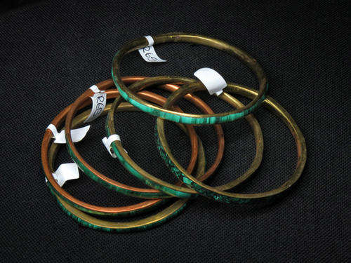 Malachite and brass bangle