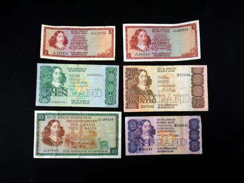 Lot of 6 old SA banknotes