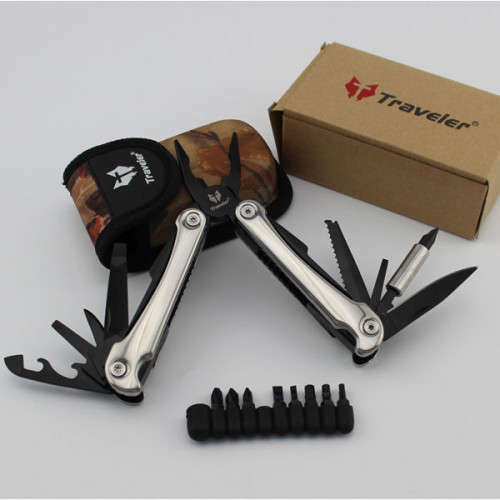 Multi Purpose Outdoor Survival Travel Tool Pliers Knife w/ 10pcs Screwdriver