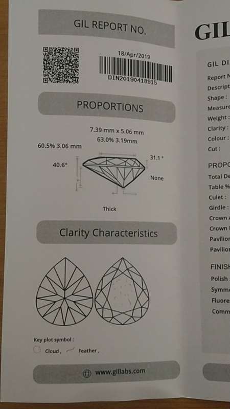 Natural earth mined Diamond pear cut fancy vivid pink 0.72ct (Enhanced)