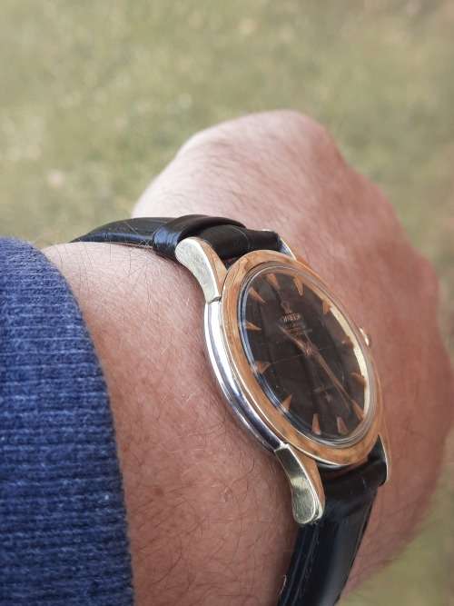 vintage men's omega constellation pie pan