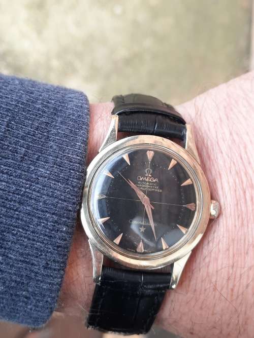 vintage men's omega constellation pie pan