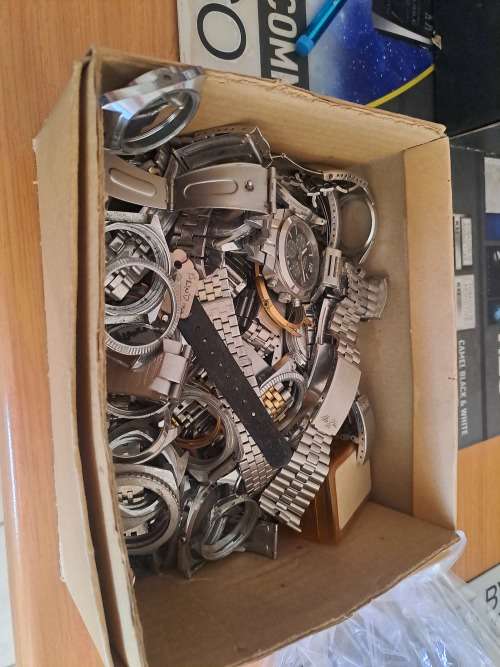 Vintage watch straps and cases lots of stainless steel mix 14kg