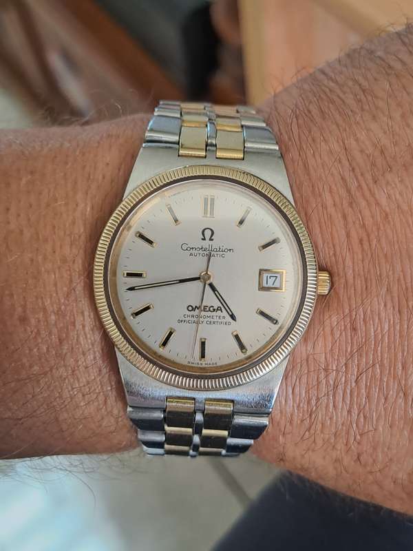 Vintage men`s omega 14ct  gold and stainlisteel constellation