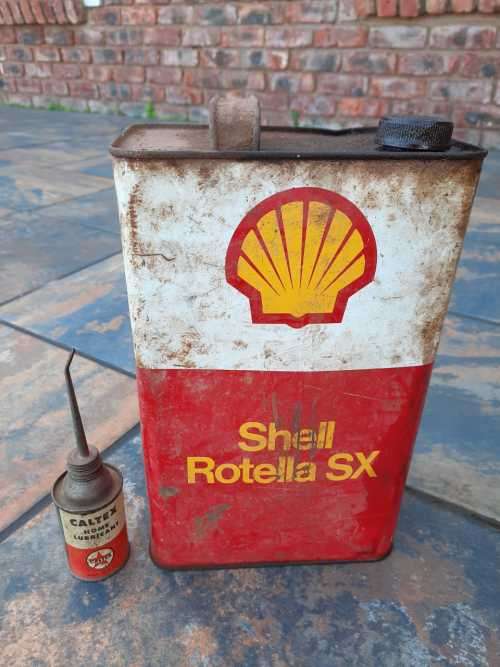 Old  vintage oil shell potrlla sx tin