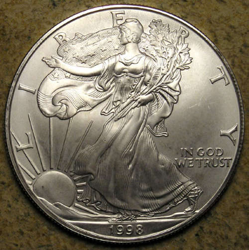 United States: 1998 1 oz Fine Silver Eagle Dollar ($1) in US Mint Case * UNC *
